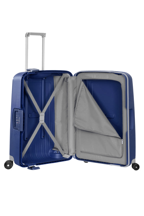 Valise Samsonite S CURE Spinner 69 Bleu foncé ouverte