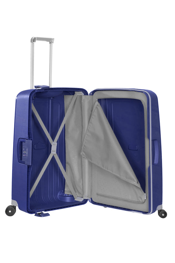 Valise Samsonite S CURE Spinner 75 Bleu foncé ouverte